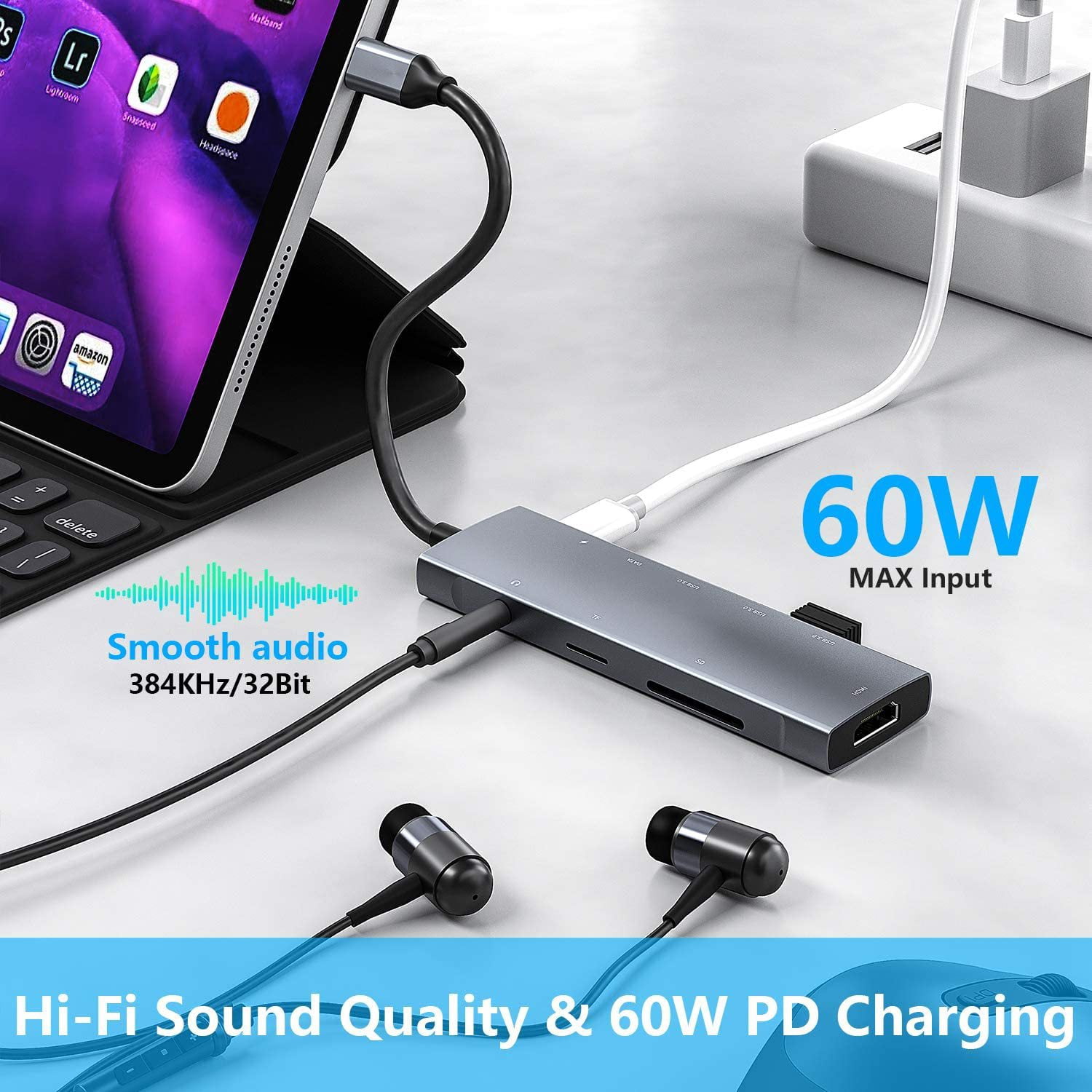 Betrusami 9 in 1 Docking Station 4K 30Hz to HDMI Laptop Docking Station, Retail Packaging with USB-C Data Port, 3 USB 3.0 Ports, MicroSD/TF, 3.5mm Audio, 1 Count