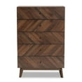 thumbnail image 3 of Baxton Studio Hartman Mid-Century Modern Walnut Brown Finished Wood 5-Drawer Storage Chest, 3 of 7