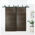 thumbnail image 3 of Double Bypass Barn Sliding Brown Doors 56 x 80 with 6.6FT Rails, 3 of 6