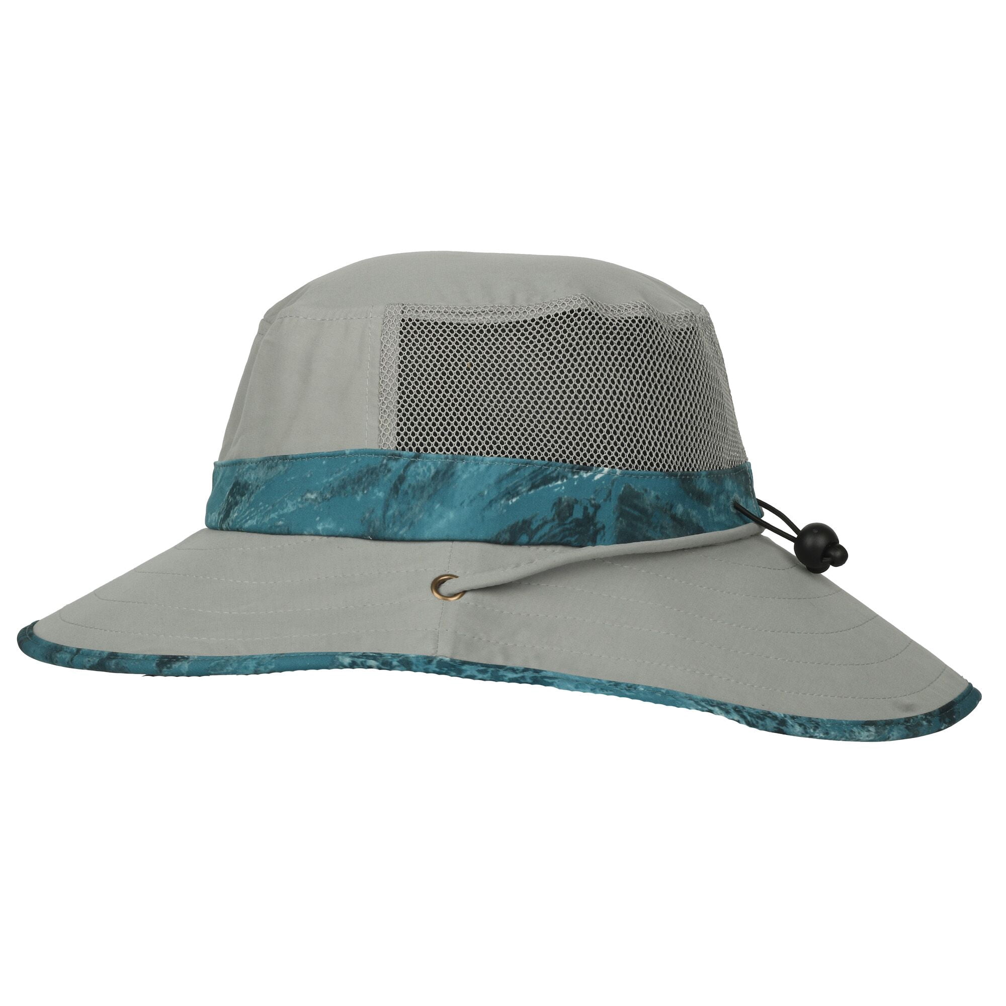 Realtree Adult Gray Wide Brim Boonie Sun Hat, Mesh Crown, Realtree Aspect Calypso Camo Brim and Band