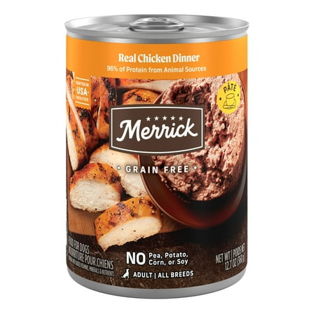 Merrick Backcountry Real Chicken Wet Dog Food, Grain Free, 12.7 oz Cans (12 Pack)