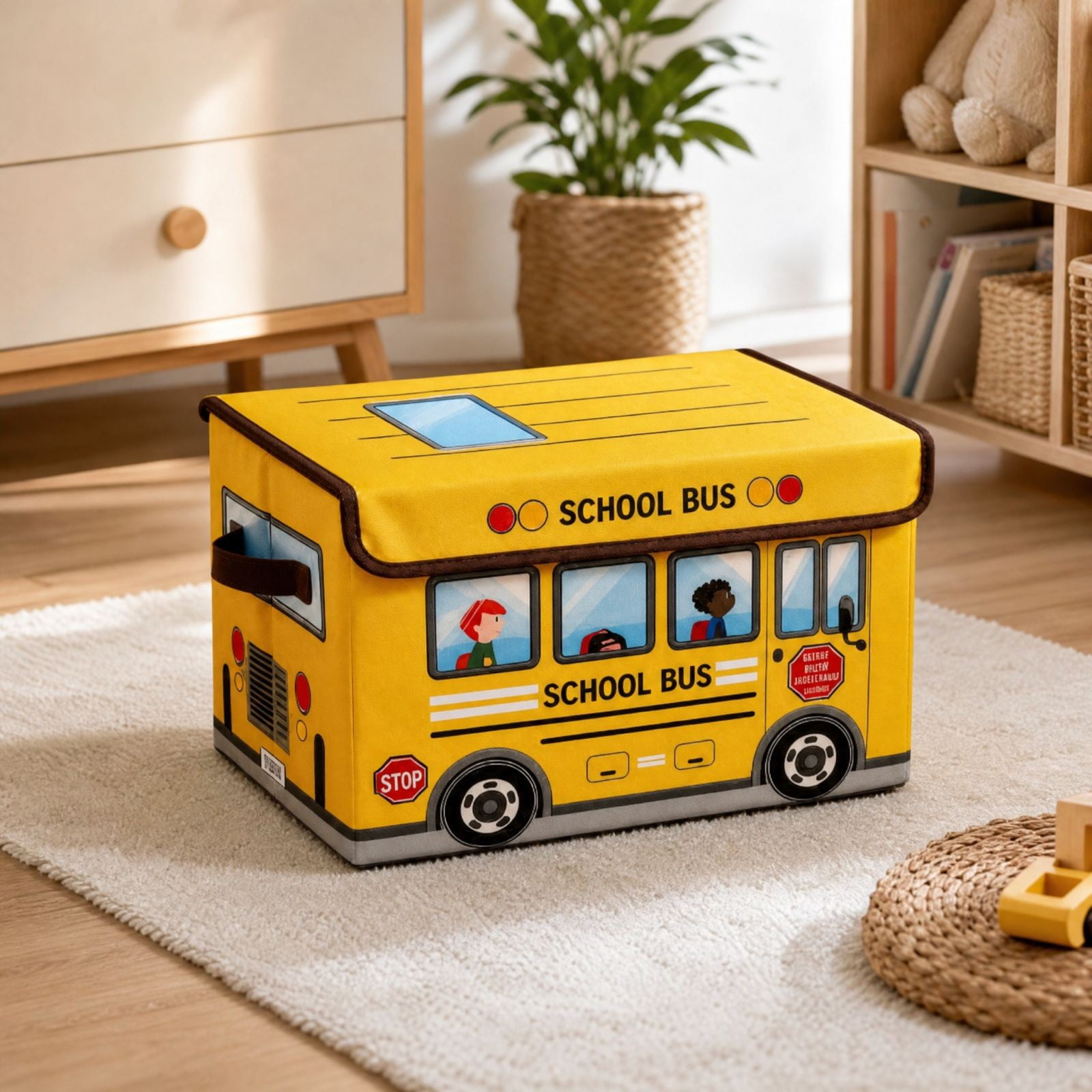 Toy Storage Box Fabric Toy Chest with Lid Handle Foldable Collapsible Large Capacity Organizer Bin for Playroom Bedroom Living Room Home Organization