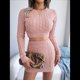 thumbnail image 4 of Conjunto de 2 Piezas de Suéter Ajustado y Minifalda para Mujer, Jersey de Punto , Suéter Corto, Top y Jersey de Larga. Rosa S, 4 of 9