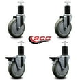 thumbnail image 2 of 5 Inch Gray Poly Wheel Swivel 1-3/4 Inch Expanding Stem Caster Set 2 Brakes SCC, 2 of 2