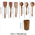 thumbnail image 3 of 6 Piece Teak Wood Kitchen Utensil Set | Wooden Cooking Tools for Non-Stick Pans | Heat Resistant Wooden Spatula Spoon Set for Cooking and Serving | Includes Storage Jar for Home Kitchen Organization, 3 of 7