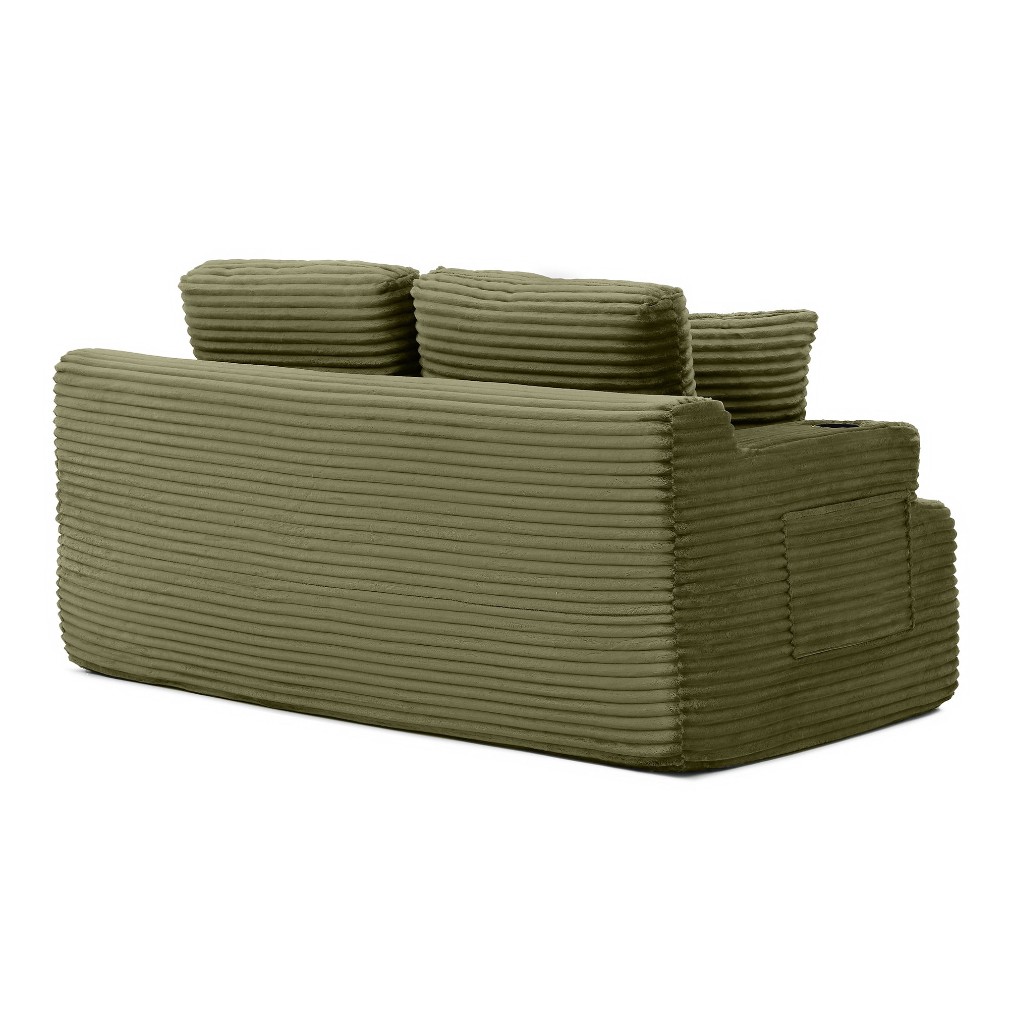 Miniyam Compact Floor Sofa Chair, 2-Seat Cloud Couch with Dual Side Pockets, Soft Corduroy, No Assembly Required, Perfect for Dorm or Cozy Corner (Green)