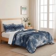 thumbnail image 5 of Quilts Full Size Bedding Set, Navy Blue Lightweight Quilted Comforter, Vintage Abstract Minimalist Tie-dye Art Soft Reversible Bedspread Coverlet with Pillow Covers for All Season, 78" x 90", 5 of 9