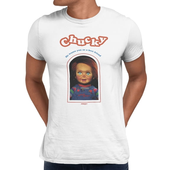 Chucky He Wants You As A Best Friend Men's Graphic T-Shirt (White, S-2XL)