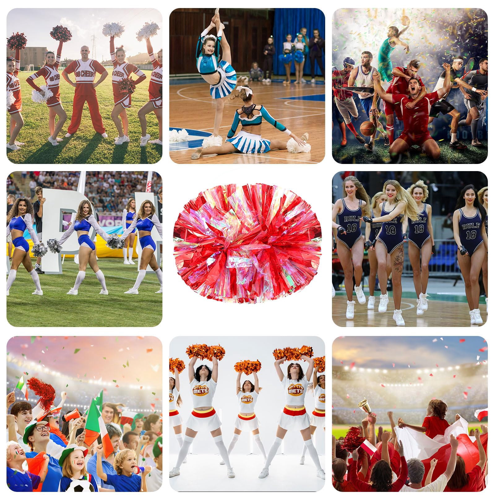 12 Pcscheerleading poms,pom poms Cheerleading with Handle Style Cheer Pom Pomsfor Dance, Matches
