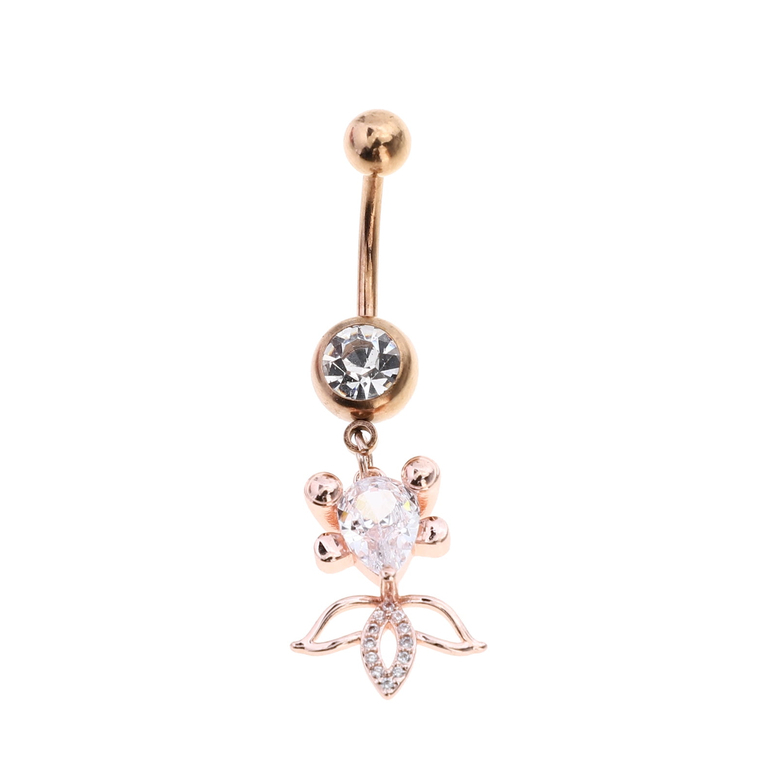 Rosarivae Crystal Navel Ring Stainless Steel Belly Ring Piercing