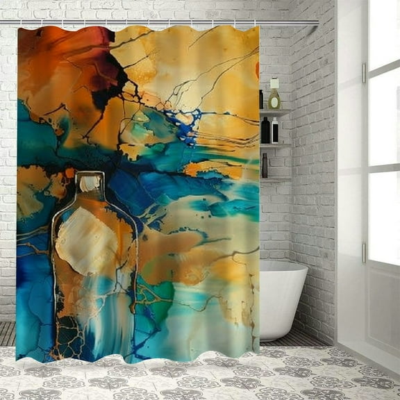 BCIIG Brush Strokes Bathroom Decor Set with Hooks, Colorful Luxurious Graphic Print Polyester Fabric Shower Curtain Set, Waterproof Bathroom Decor Set 36x72