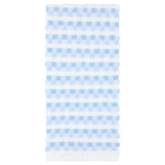 Unique Bargains Checkered Cotton Soft Absorbent Hand Towel Blue 1pc 29" x 13"