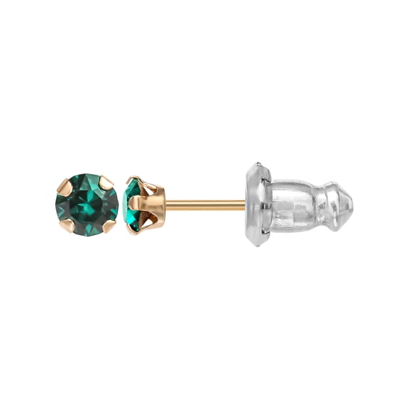 Brilliance Fine Girl’s/Tween 14K Yellow Gold May Crystal Stud Earrings