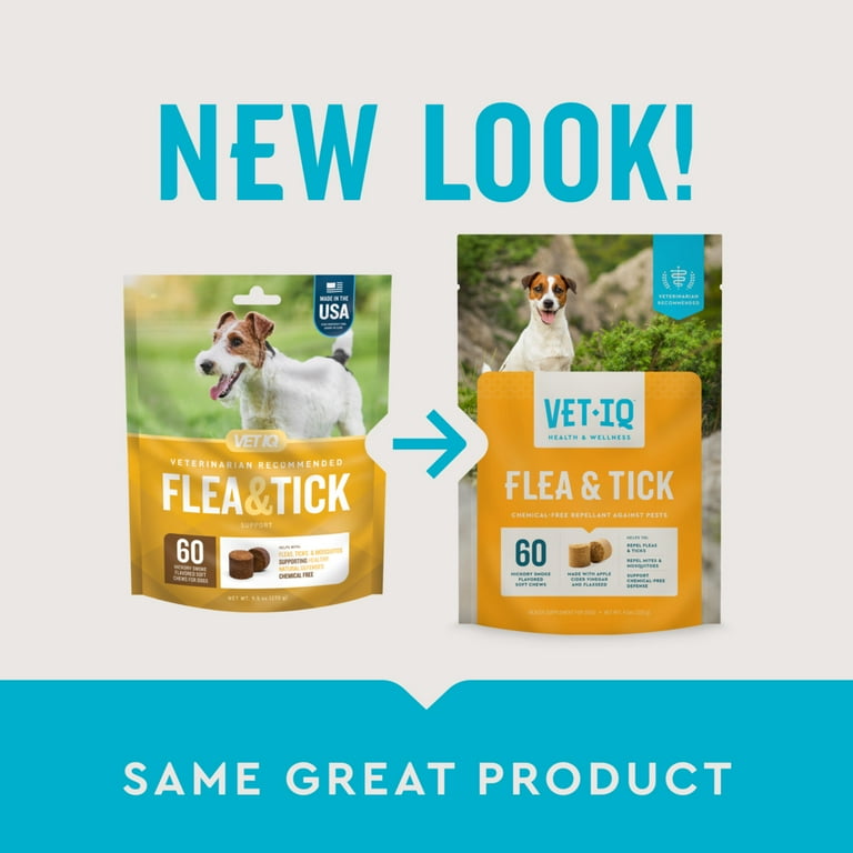 VetIQ Flea & Tick Supplement for Dogs, Hickory Smoke Flavored Chews, 60 Count