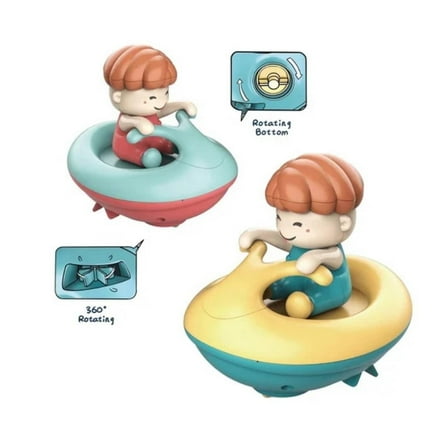 Twist & Go Wind Up Surfboat for Kids, 2PC Floating Bath & Pool Toy, Auto-Paddling Water Play, Engaging & Durable for Toddlers Ages 1-4