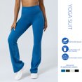 thumbnail image 1 of Pantalones ajustados de baile de pierna ancha, pantalones casuales de cintura alta con realce de cadera, pantalones de yoga deportivos de fitness para mujeres, 1 of 4