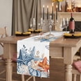 thumbnail image 2 of Table Runners 72 Inches Long Dress Scarves, Blue Coastal Farmhouse Kitchen/Dining Table Runner, Coffee Tablerunners, Summer Beach Starfish Weeping Eucalyptus 16x72 Inch, 2 of 9
