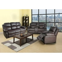 Golden Furniture 3 PCS Living Room Set, Faux Leather Recliner Sofa Set, Recliner Sofa Couch, Loveseat and Chair