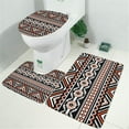 thumbnail image 2 of Boho Orange and Black Geometric Ethnic Pattern Bathroom Rugs Sets 3 Piece,Toilet Cover Set,Absorbent Non Slip Bathroom Mats Sets with U-Shaped Contour Rug Toilet Rug Set, 2 of 5