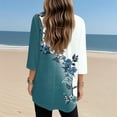 thumbnail image 3 of Bbyeadc Womens Tunic Tops 3/4 Length Sleeve Floral Prints Tunic V Neck Comfortable Loose Fit Top Fashion Summer Beach Blouse with Pocket,Blue(XXXL), 3 of 6
