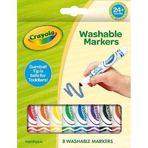 Crayola Gumball Tip Toddler Markers, 8 Ct Ultra Clean Washable Markers, Toddler Crafts, Gifts Preschoolers, 24 Months