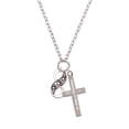 thumbnail image 2 of Delight Jewelry Silvertone Paw Prints Infinity Be Strong and Courageous Engraved Cross Zoey Necklace, 28", 2 of 4