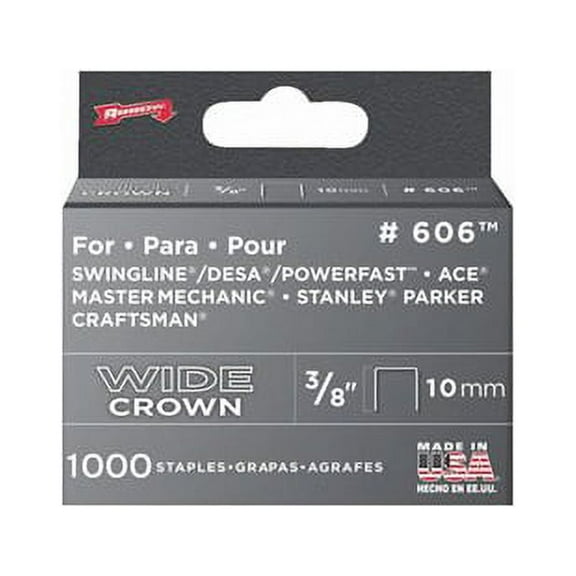 Arrow 60630 Wide Crown Heavy Duty Staples, 3/8", 1000 Count,