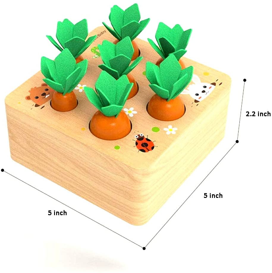 Wooden Montessori Toys for Toddlers,Carrot Harvest Wooden Matching Puzzle,Developmental Montessori Toys for 1-3 Year Old Boys and Girls Preschool Learning Fine Motor Skill,Educational Gift for Baby