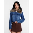 thumbnail image 2 of Madden NYC Women's Cropped Denim Jacket with Faux Fur Collar, Sizes XXS-XXL, 2 of 6