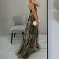thumbnail image 4 of Prdecexlu Women's Floral Tulle Wedding Guest Dress Spaghetti Straps V Neck A Line Formal Colorful Cocktail Maxi Dresses Dark Green XL, 4 of 4