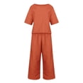 thumbnail image 5 of Womens Linen 2 Piece Outfits，Travel Beach Vacation Clothes Comfy Sets For Women Clothing Summer Casual Dressy Linen Sets Vacation Outfits For Women Summer Outfits Vacation Lounge Sets, 5 of 5