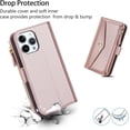 thumbnail image 6 of for iPhone 14 pro Wallet case,iPhone 14 pro Phone case with Zipper Card Holders for Women Slots Crossbody Flip Folio Book Cover with Credit Card Holder Men case - Rose Gold, 6 of 12