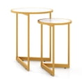 thumbnail image 1 of Giantex Ensemble de 2 Tables Gigognes Rondes, Tables Basses à Texture Marbre Moderne, Table d'Appoint Gain de Place, Table d'Appoint Empilable, 1 of 5