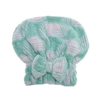 Unique Bargains 1 Pc Water-absorbent Bow Argylen Hair Towel for Bathroom Blue Coral Fleece