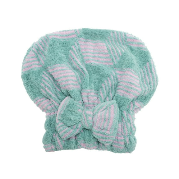 Unique Bargains 1 Pc Water-absorbent Bow Argylen Hair Towel for Bathroom Blue Coral Fleece