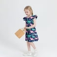 thumbnail image 4 of Girls Fall Dress Girls A-Line Dress Cute Dinosaur Printed Ruffle Sundress Toddler Girl Casual Dresses for Party Cotton Sundress Dress for Kids Navy 11Y, 4 of 8