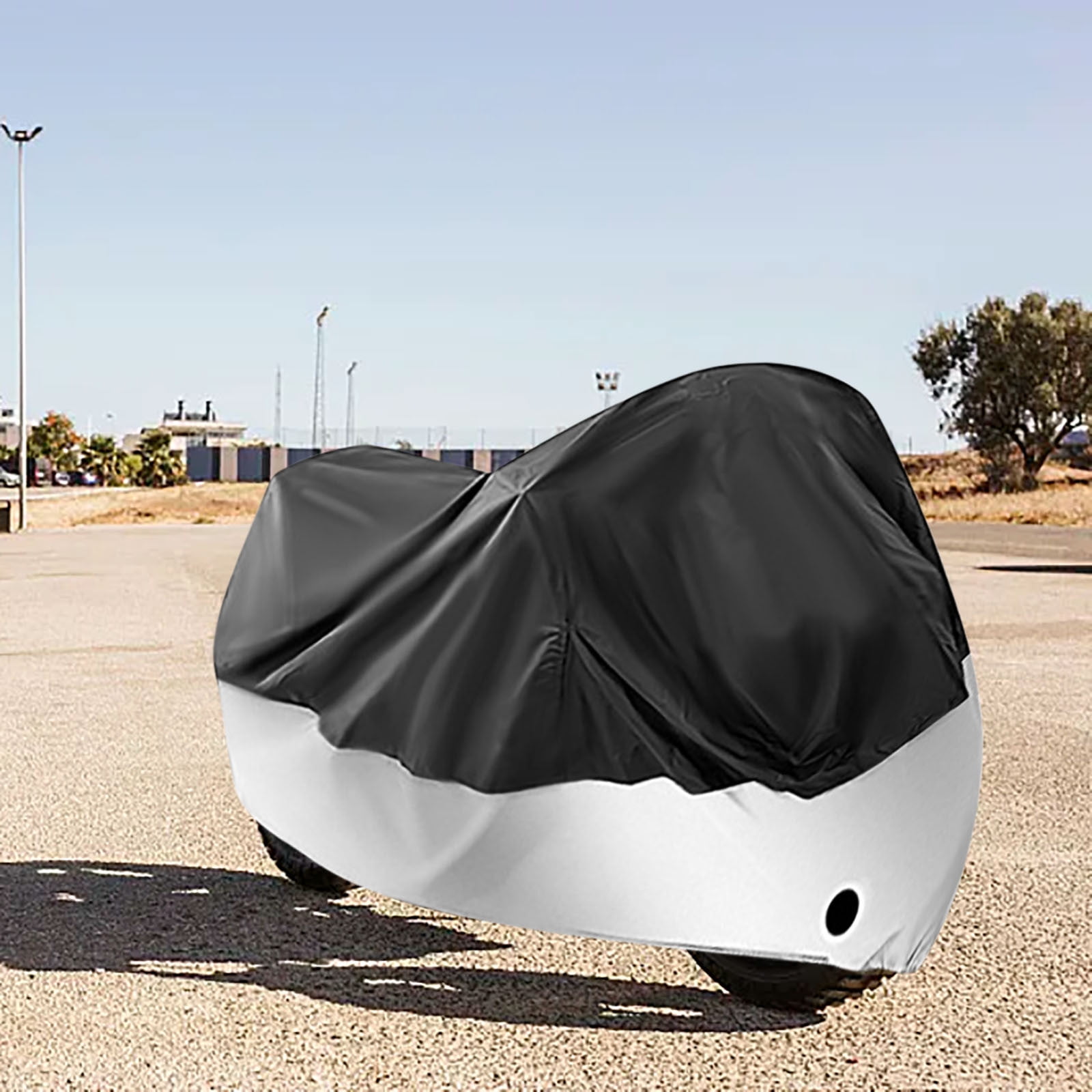 Dwellis Motorcycle Cover 190t Thick Waterproof Outdoor Vehicle Accessories, Dirt Bike Cover Powersports Accessories Sunproof Windproof, Dustproof, Coated Clothall Weather Protection Silver