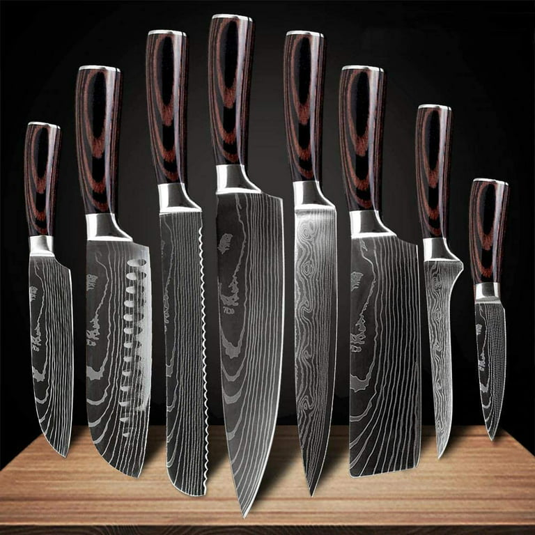 8 Pieces Chef Knife Set Professional, MDHAND Professional Stainless Steel Kitchen  Knife Set, Include Knife Guard, Sharp Kitchen Knife Set For Chop  Fruits/Vegetables/Meat, Etc, HD156 