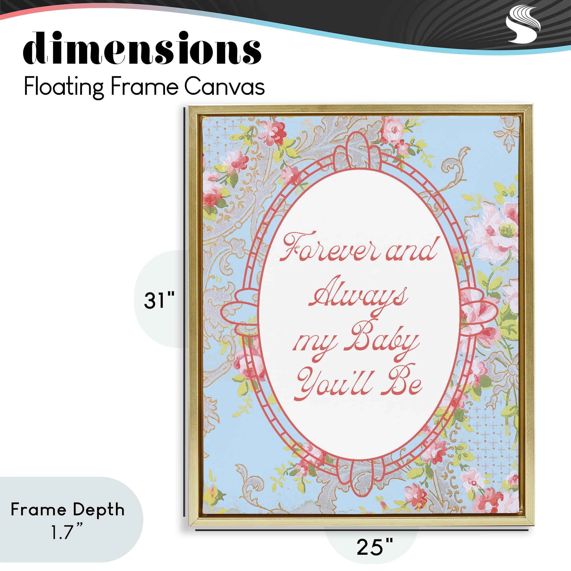 Stupell Industries Forever And Always My Baby Gold Framed Floater Canvas Wall Art, design by Lil' Rue