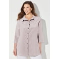 thumbnail image 2 of Catherines Women's Plus Size Petite Classic Linen Buttonfront Shirt, 2 of 6