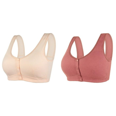Rinsvye 2 Pcs Womens No Steel Ring Full Support Sports Bras for Women Front Close Bra T Womens Bras Comfortable Push Up Back Plus Size Seamless Bras Bulk Unlined Bra for Large Sports Bras for Women