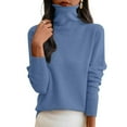 thumbnail image 6 of Comdrip Basic Turtleneck Women, Womens Sweaters Turtleneck Long Sleeve Pullover Casual Knitted Pullover Warm Cozy Tops Fall Winter Clothes Women Long Sleeve Tops Blue XL, 6 of 6