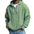 thumbnail image 2 of Huankd Quarter Zip Sweatshirt Men Waffle Knit Hooded Casual Long Sleeve Pullover Soft Loose Fit Hoodie with Pocket Green S, 2 of 4