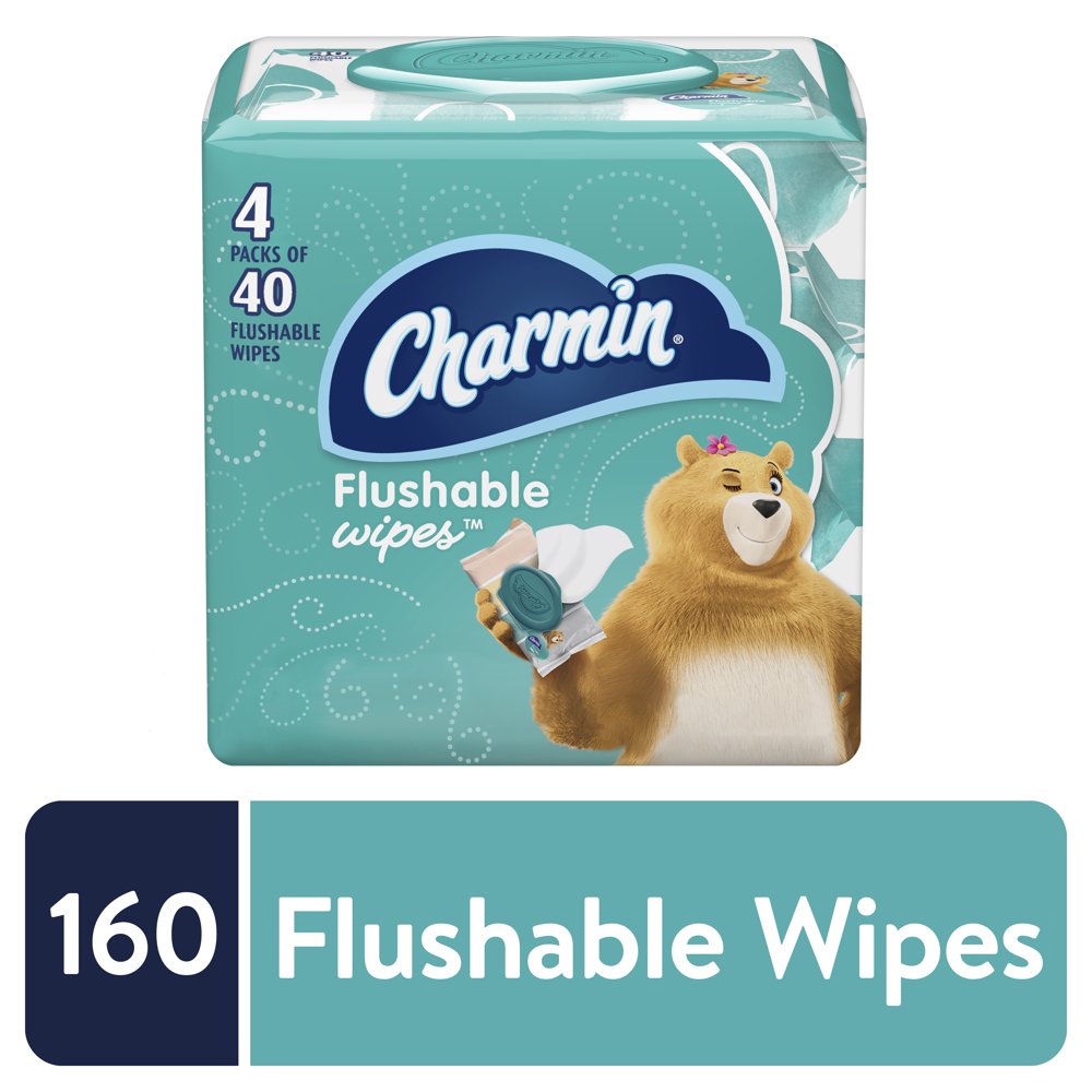 Charmin Flushable Wipes, 4 packs, 40 Wipes Per Pack, 160 Total Wipes