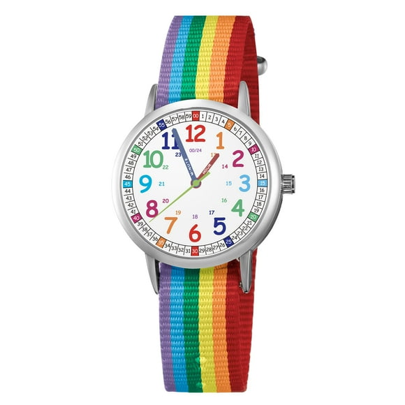 ITOOZYNN Reloj para niños, niñas y niños, primer reloj de lectura fácil para niños pequeños, tiempo de aprendizaje, para edades de 3 a 11 años, niños pequeños como regalo (arco iris)