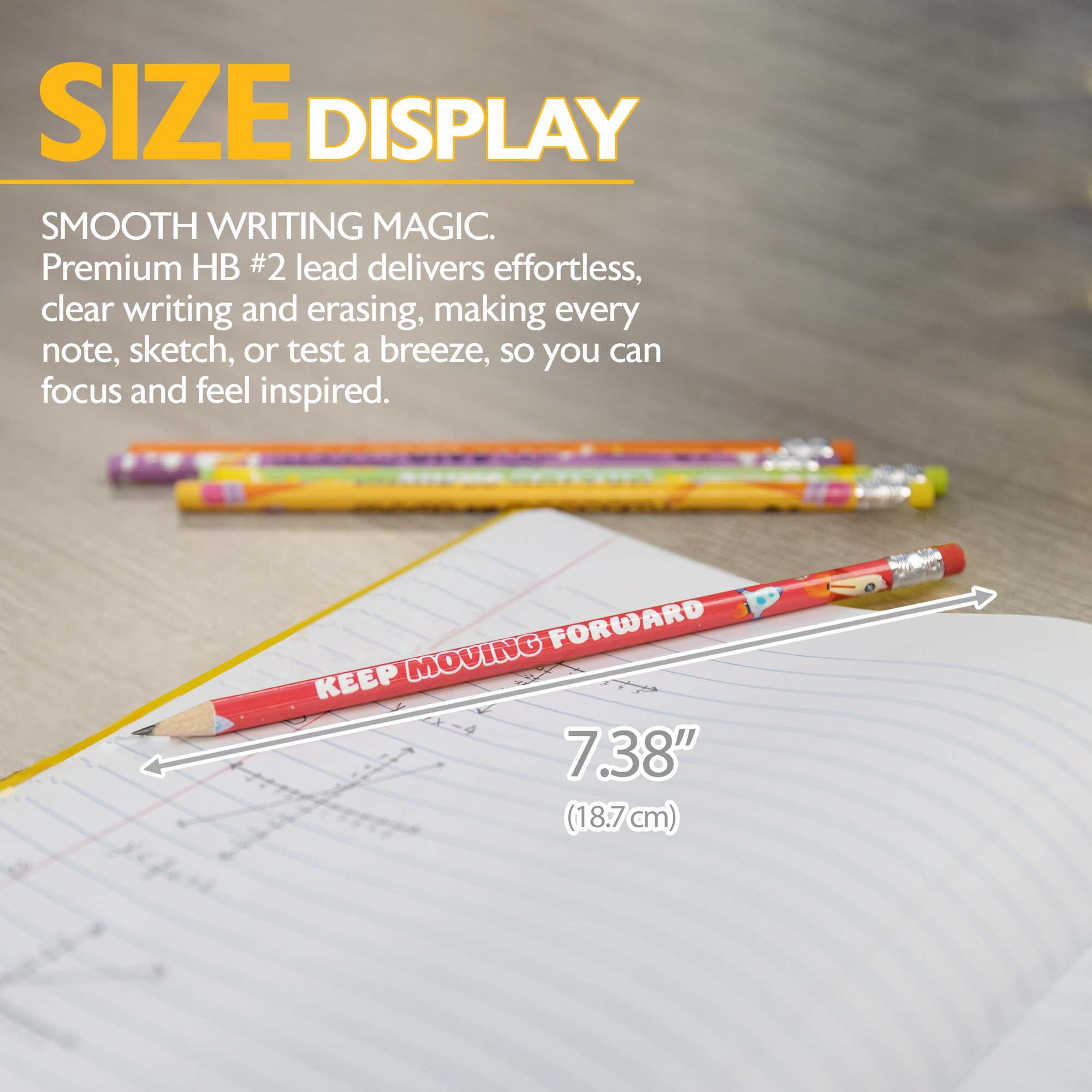 BAZIC Products Motivational Pencils w/Eraser 24 Packs (192 Pcs), Inspirational School Pencils for Students Classroom Cute Fun Wood Pencil