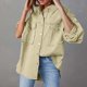 thumbnail image 4 of Chaqueta vaquera de manga larga sin capucha, chaqueta vaquera de mujer, chaqueta vaquera lavada deshilachada con botones y bolsillos, abrigo para mujer, 4 of 5