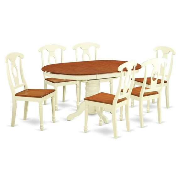 Atlin Designs 7-piece Wood Dining Table Set in Buttermilk/Cherry