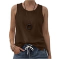 thumbnail image 6 of Eryao Womens Cotton Linen Tank Tops 2026 Side Slit Sleeveless Gauze Shirt Crew Neck Lightweight Comfy Dressy Tunic Blouses Top Brown,XXL, 6 of 9
