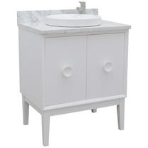 Bellaterra Home 31" Single vanity in White finish top with White Carrara and round sink